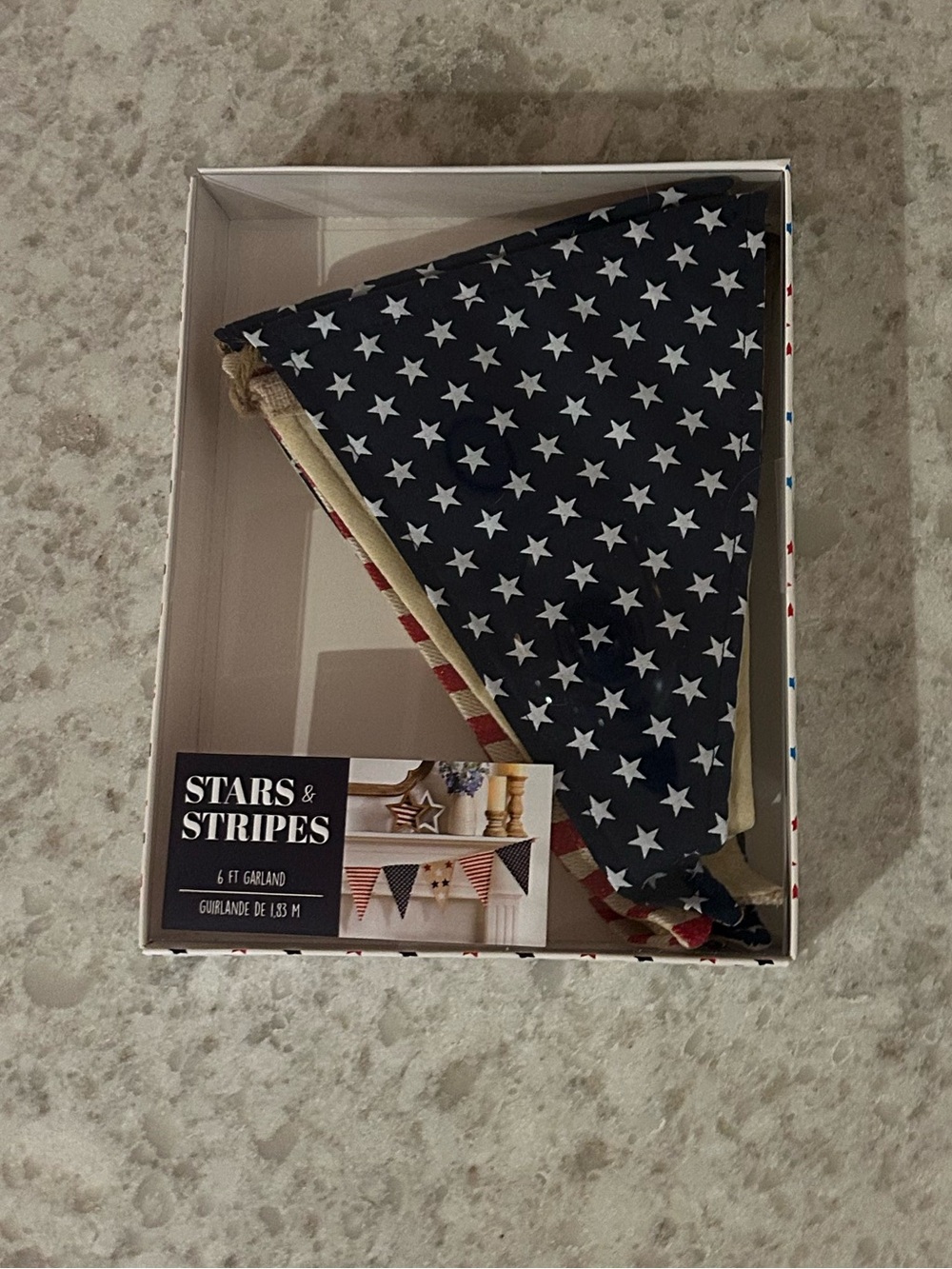 “New” Red, White & Blue Patriotic 6 ft flag Garland